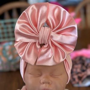 Handmade Baby/Toddler Pink Satin Messy Head wrap